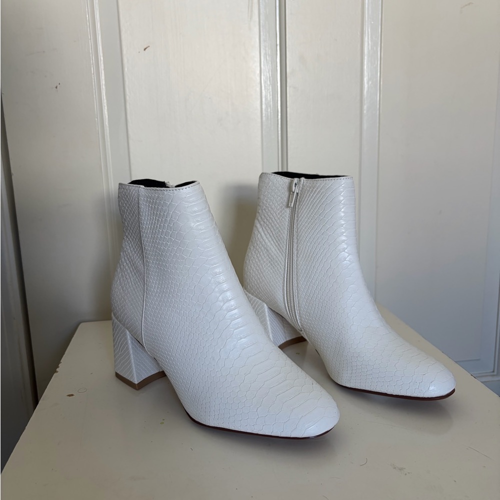 Chinese Laundry White Snakeskin Ankle Boots